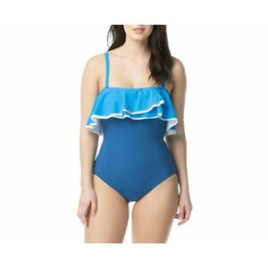 New Coco Reef Contours Agate Ruffle Bandeau One-Piece Swimsuit Size 12 36C